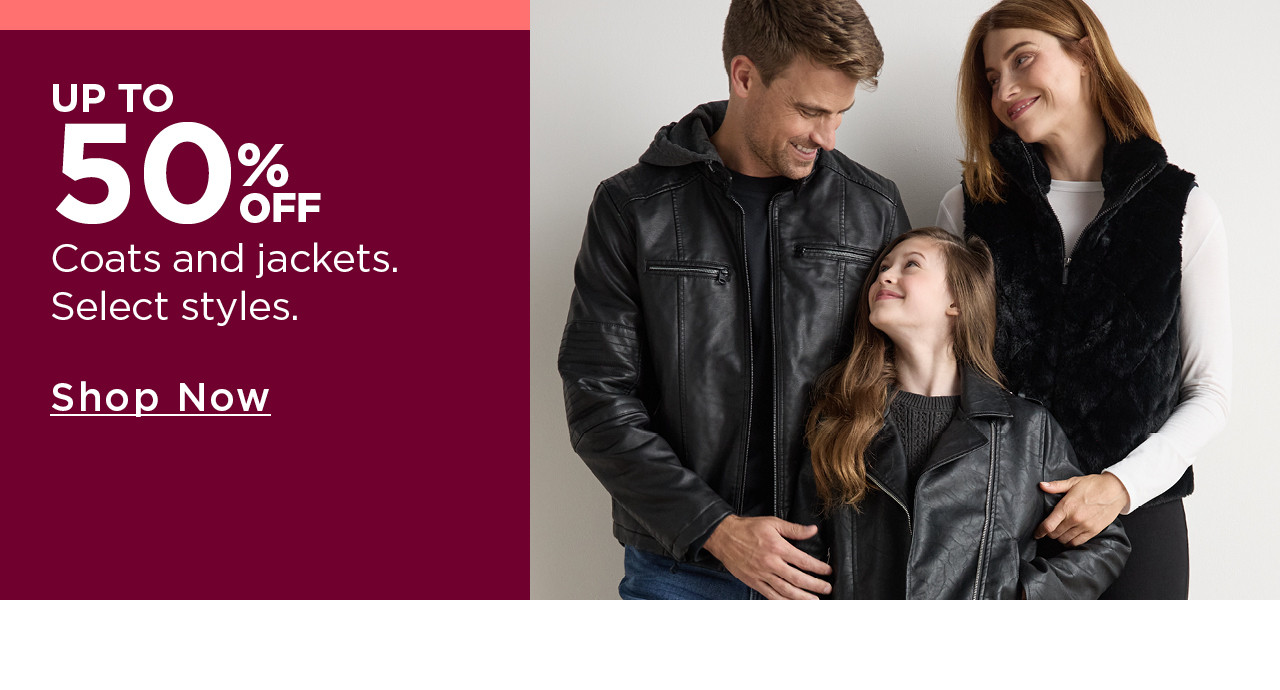 coats and jackets up to 50% off