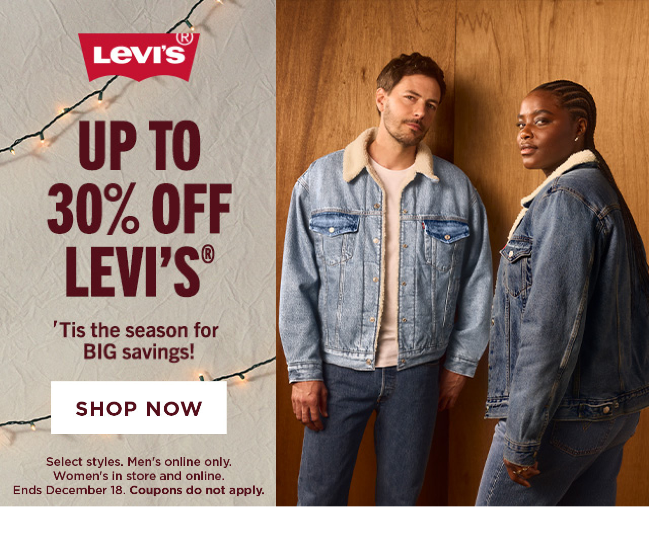 up to 30% off levis