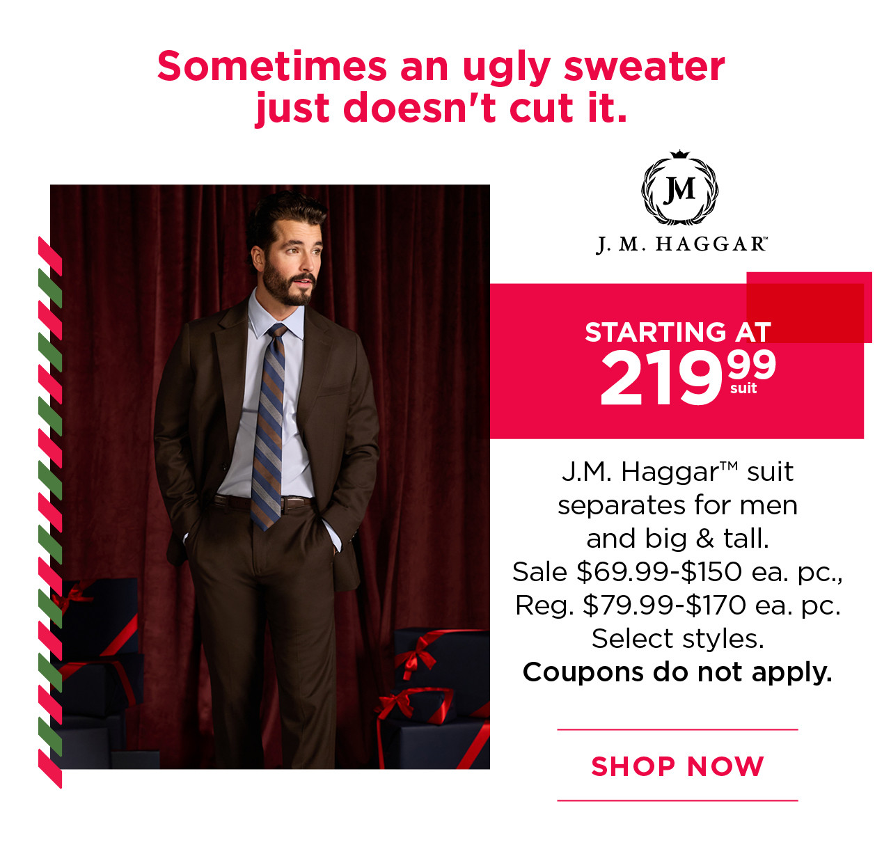 starting at $219.99 J.M. suit separates for men and big and tall