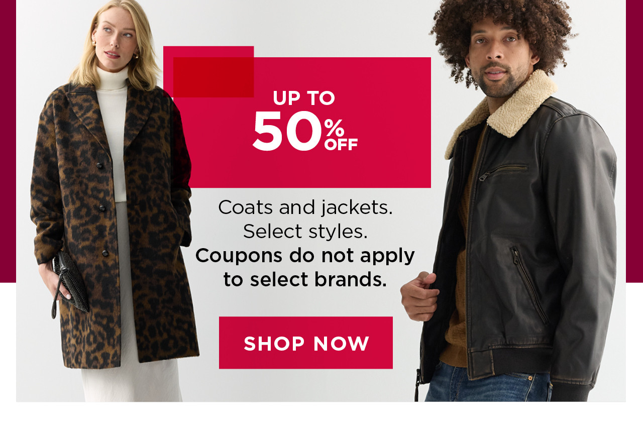 up to 50% off coats and jackets