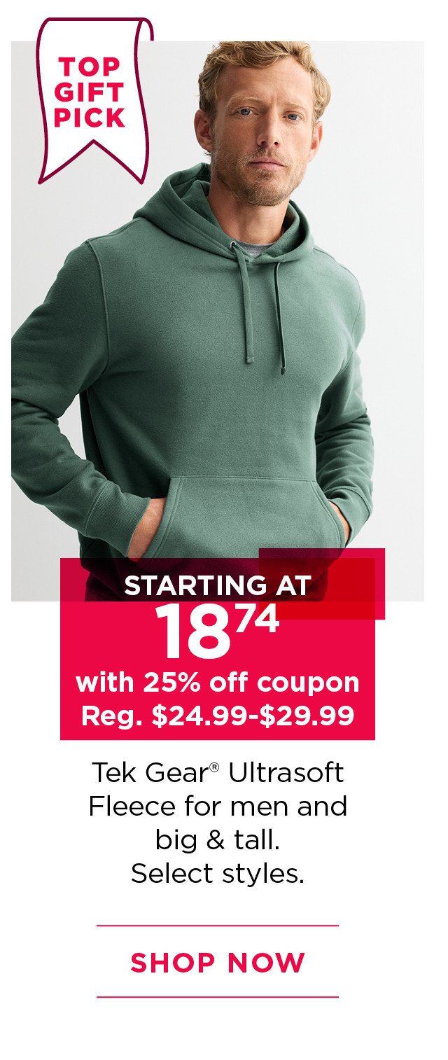 starting $18.74 with 25% off coupon tek gear fleece for men and big and tall