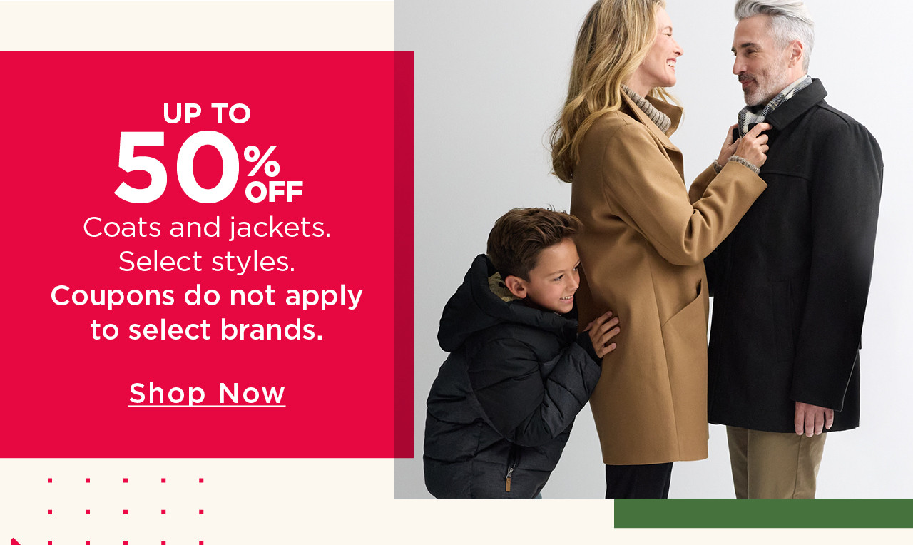u to 50% off coats and jackets