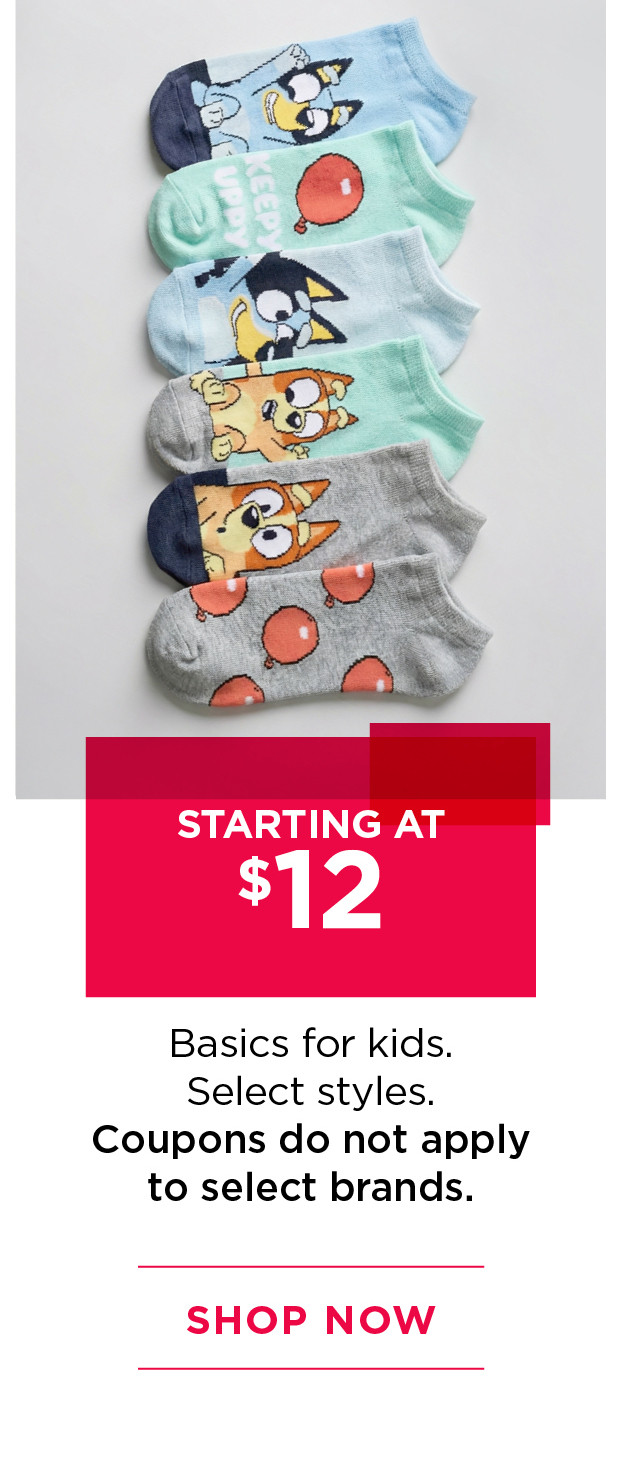 starting at $12 basics for kids