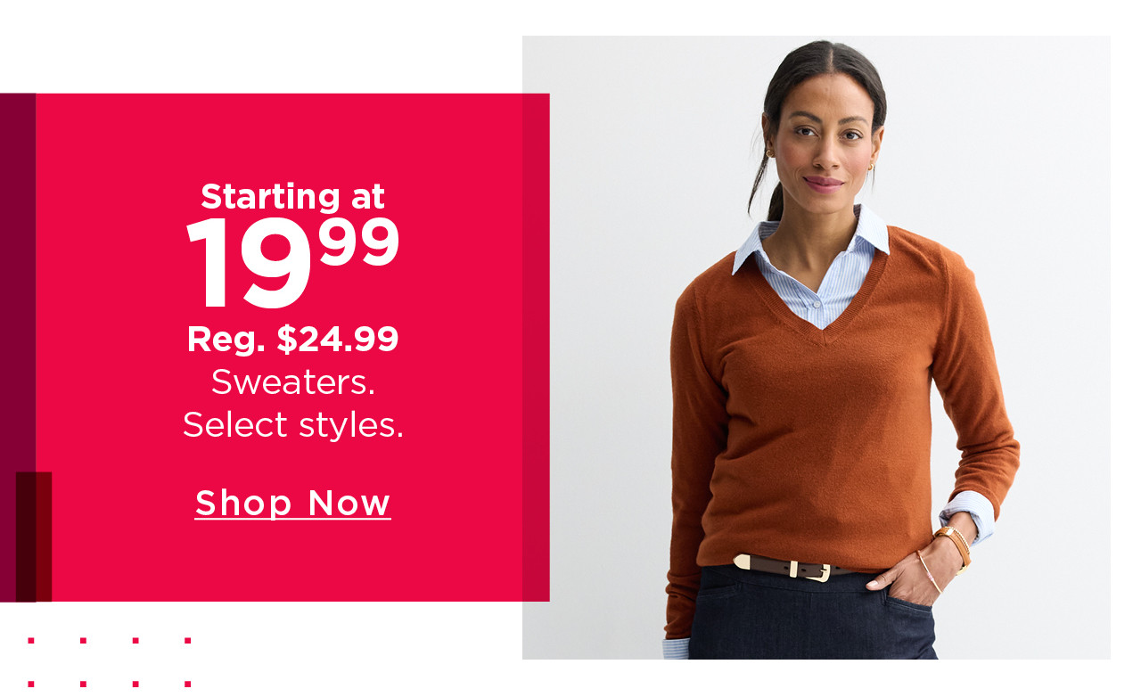 starting at $19.99 sweaters