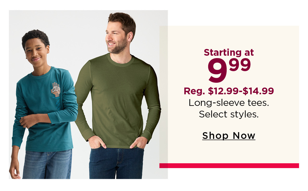 starting at $9.99 long-sleeve tees