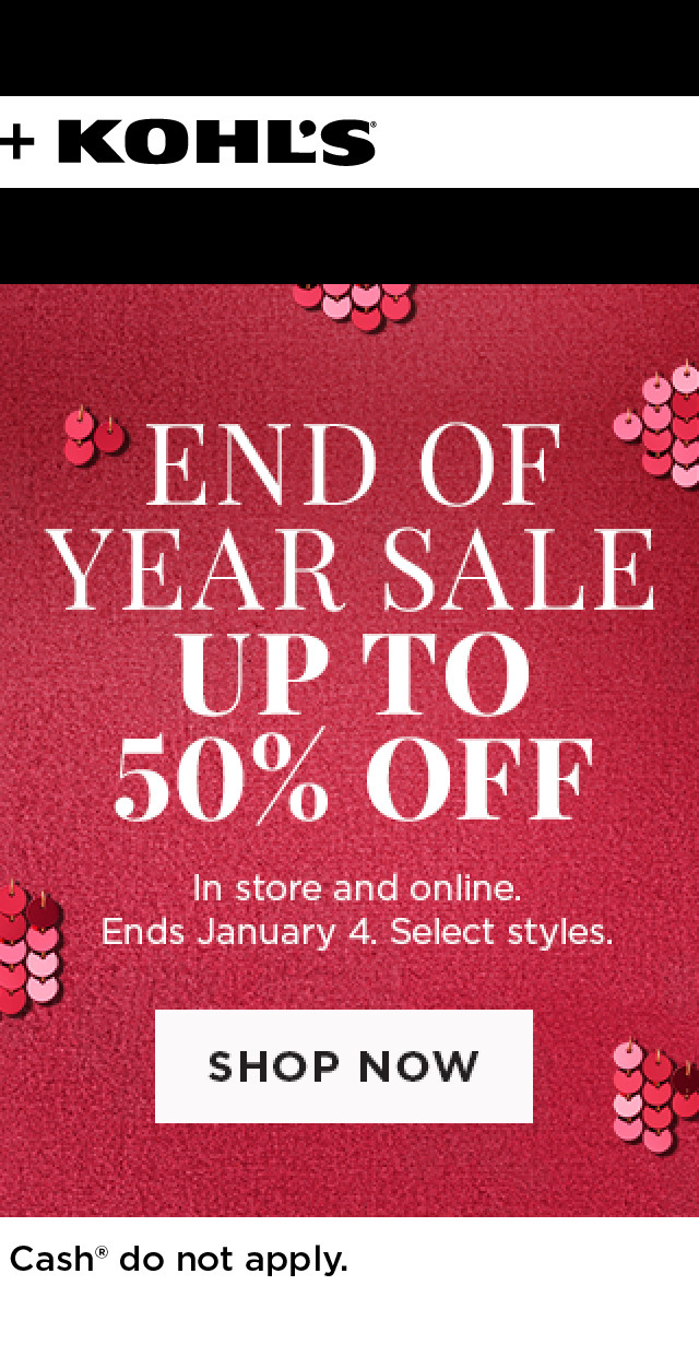 end of year sale. up to 50% off in store and online.