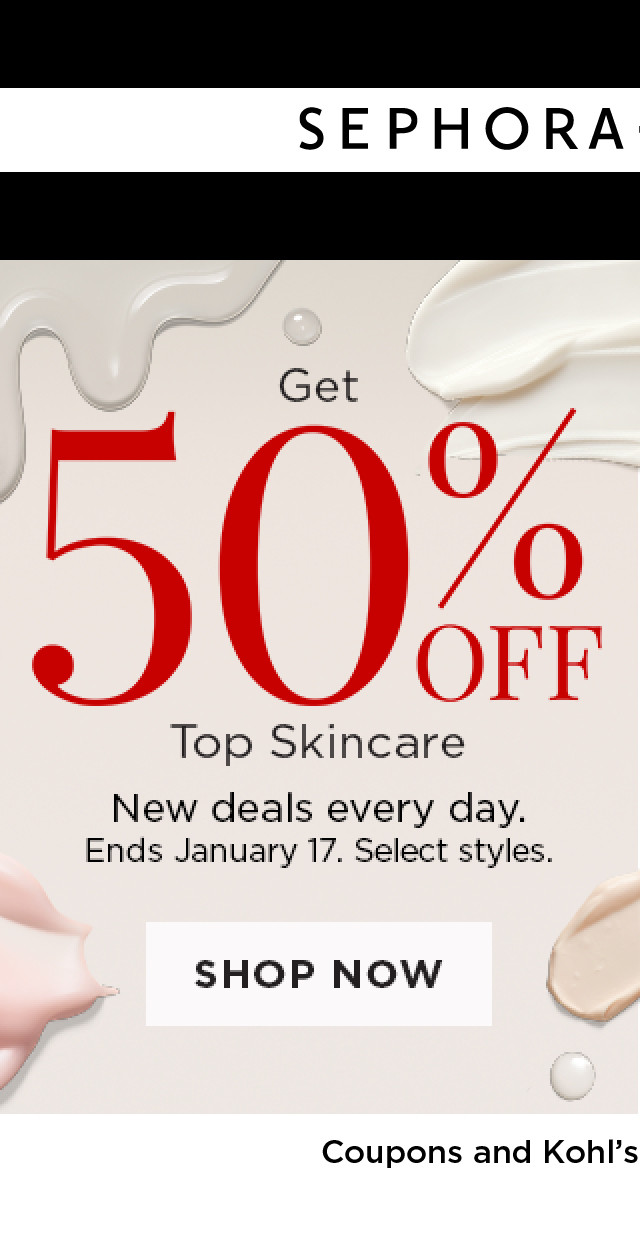get 50% off top skincare. new deals every day.