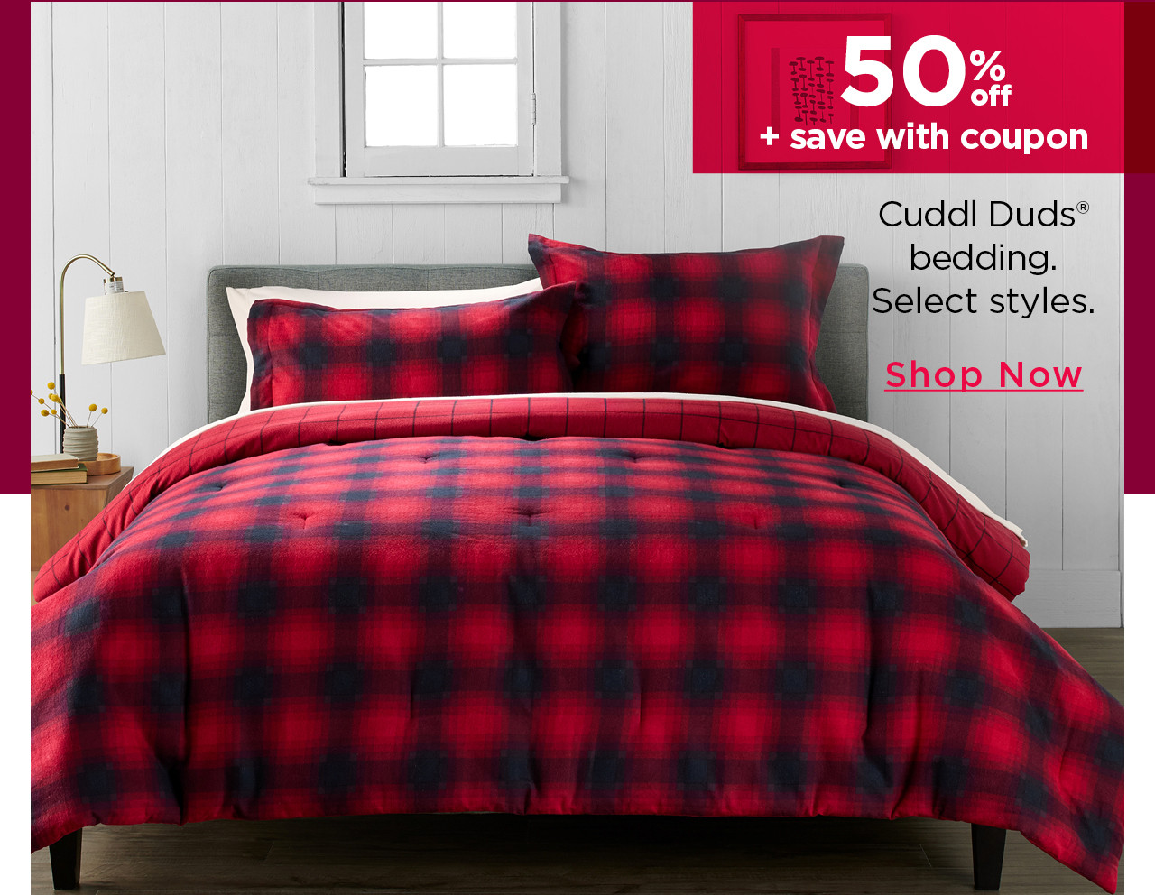 50% off cuddl duds bedding