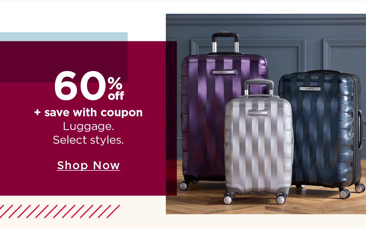 60% off plus save with coupon luggage