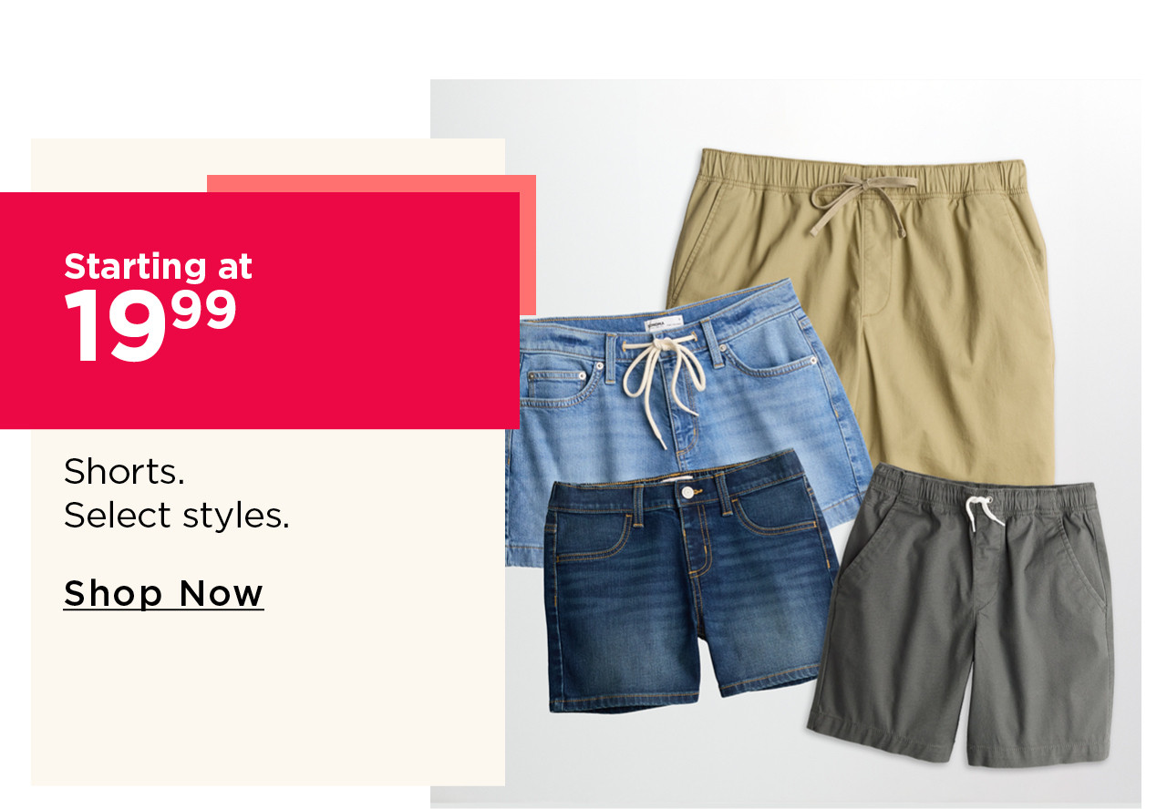 starting at $19.99 shorts