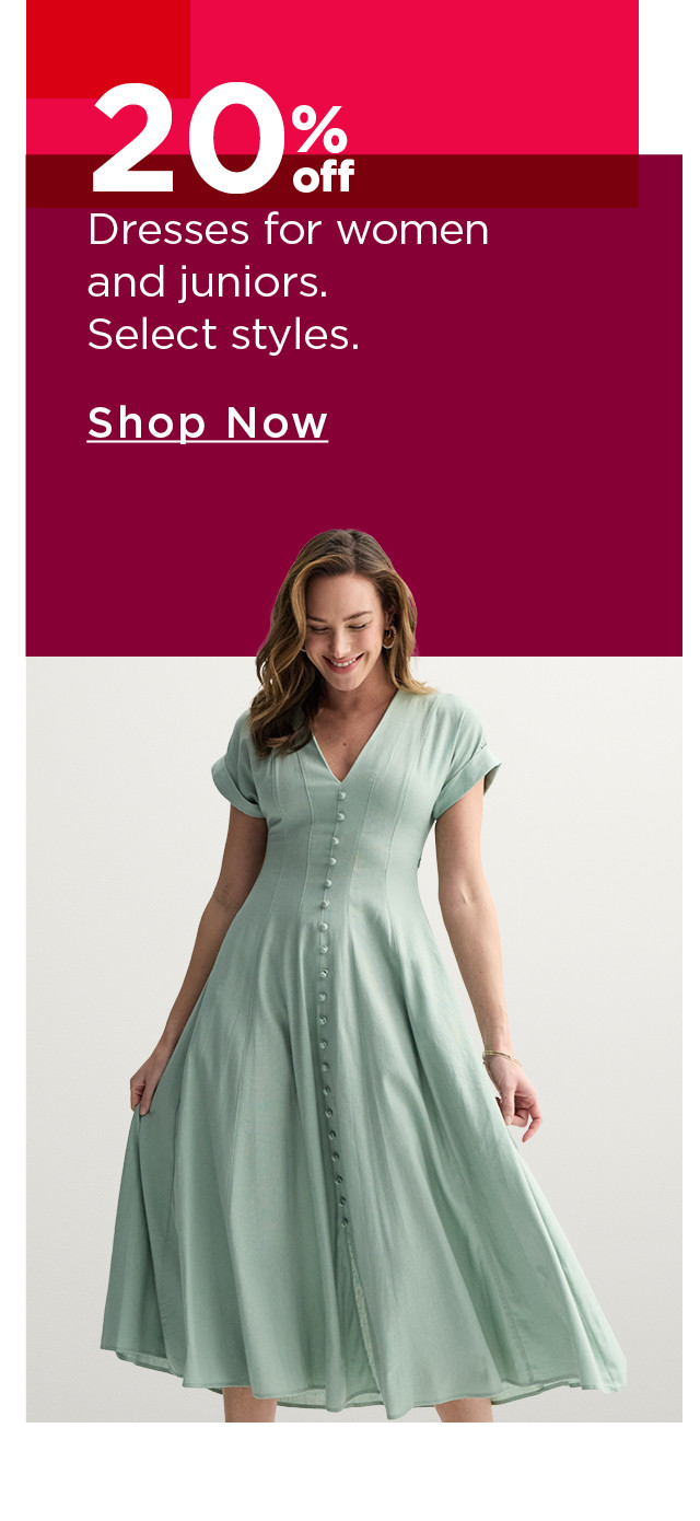 20% off dresses for women and juniors
