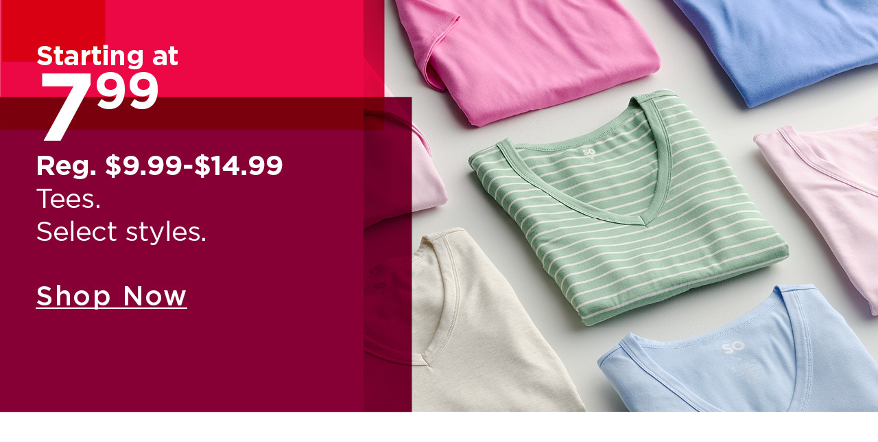 starting at $7.99 tees