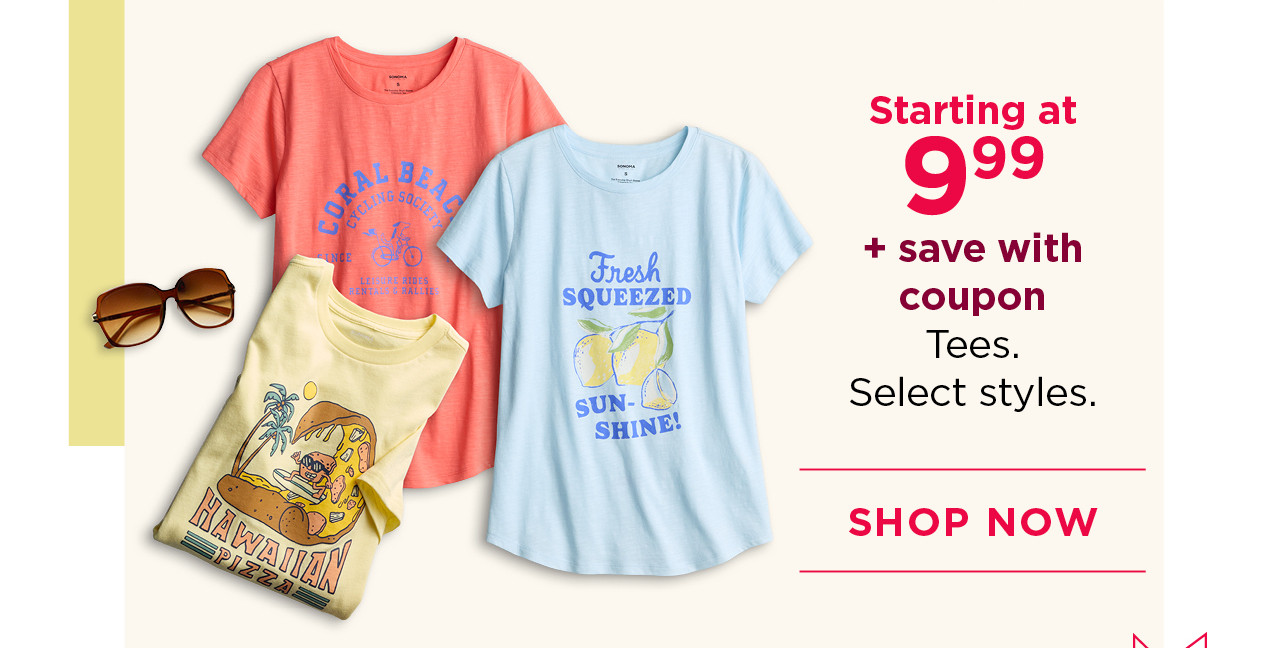 starting at $9.99 tees