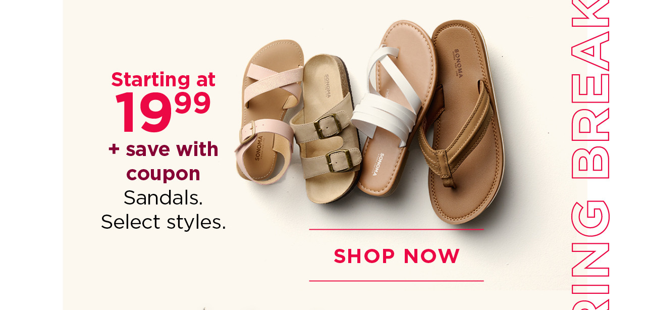 starting at $19.99 sandals