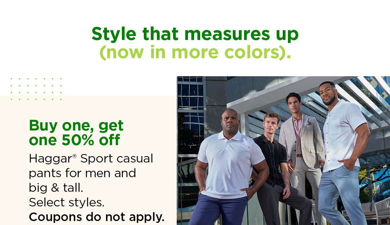 buy one get one 50% off haggar sport casual pants for men and big and tall