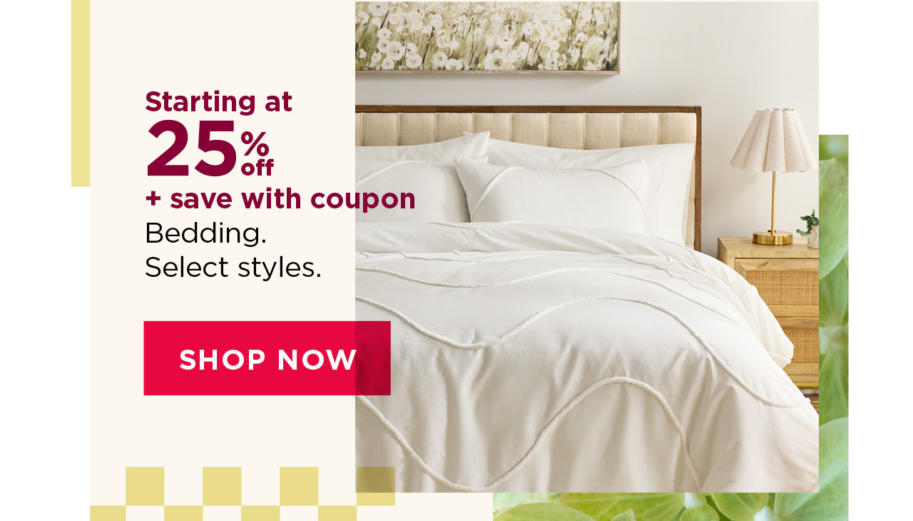 starting at 25% off bedding