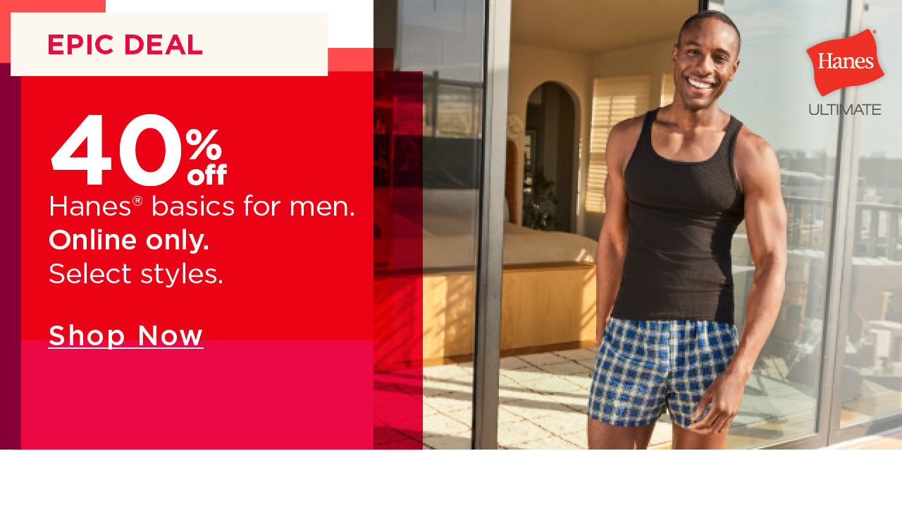 40% off hanes basics for men