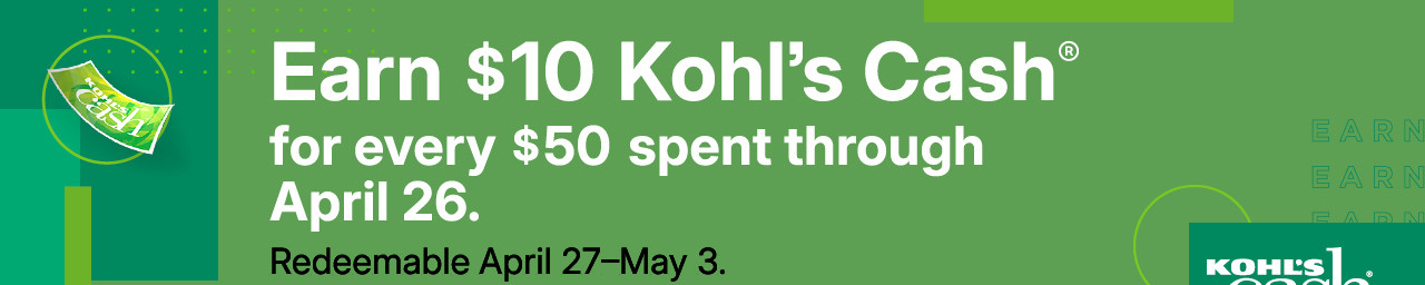 earn $10 kohl's cash for every $50 spent