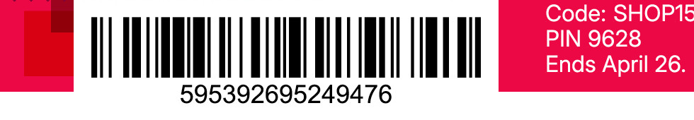 take an extra 15% off with promo code SHOP15