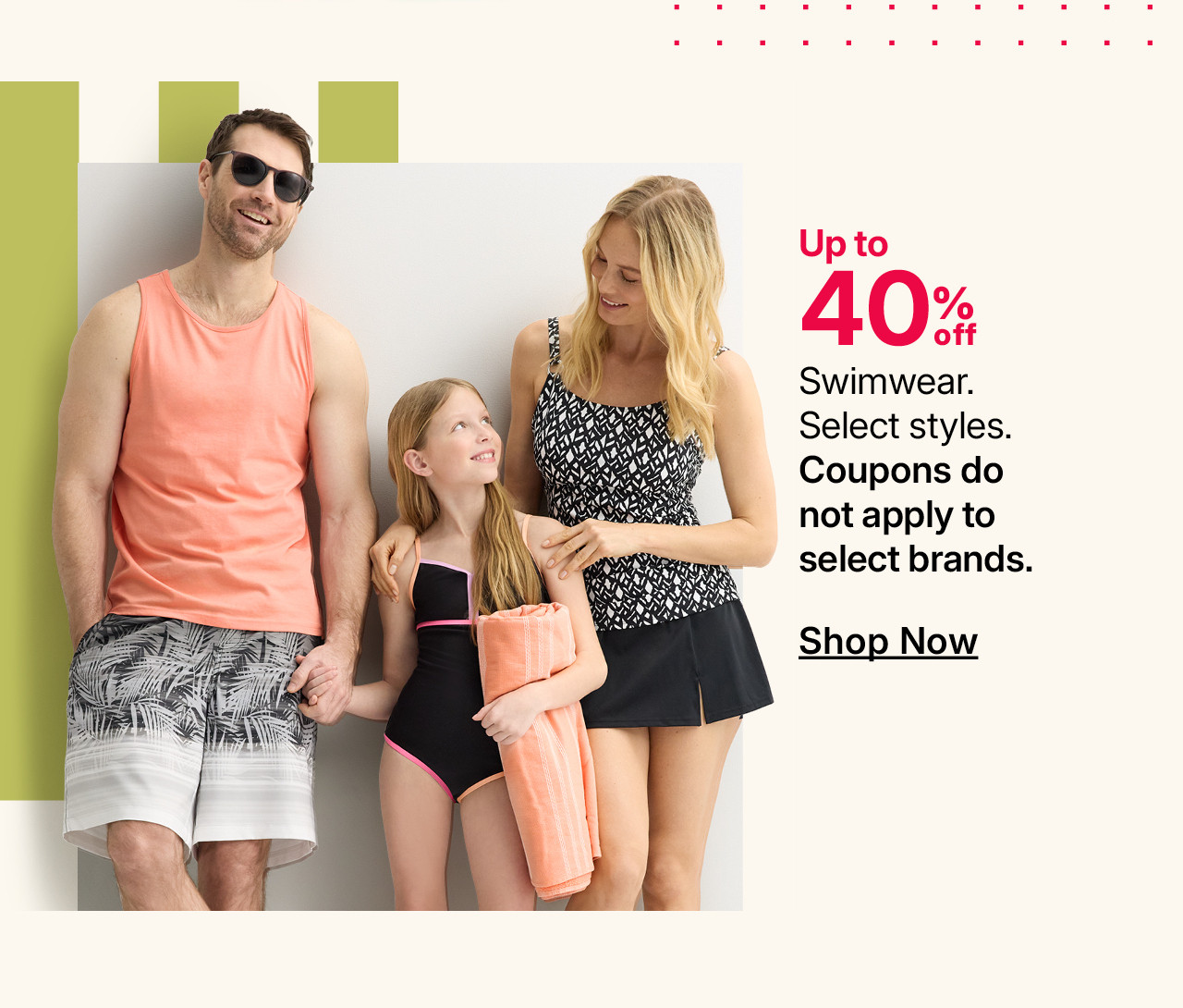 up to 40% off swimwear