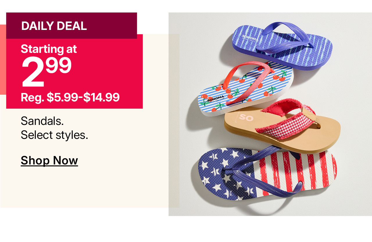 starting at $2.99 sandals
