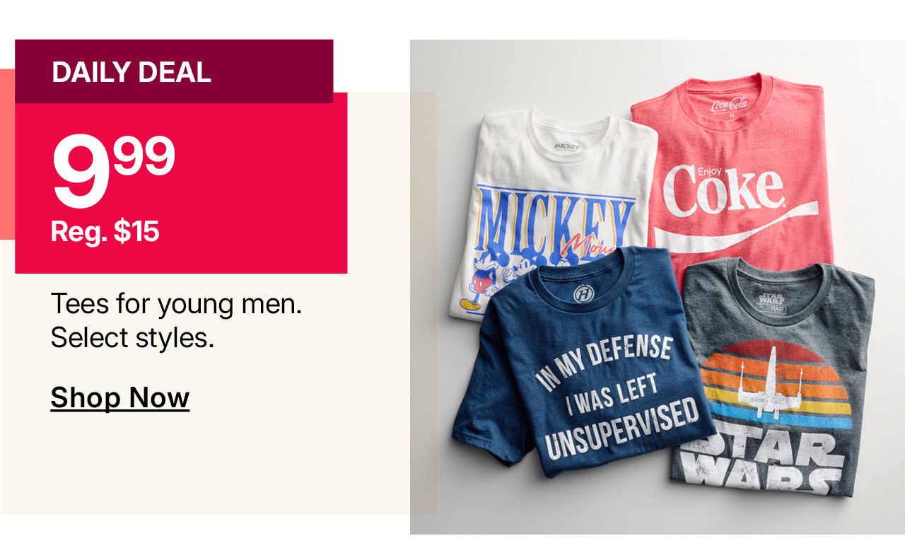 daily deals $9.99 tees for young mens