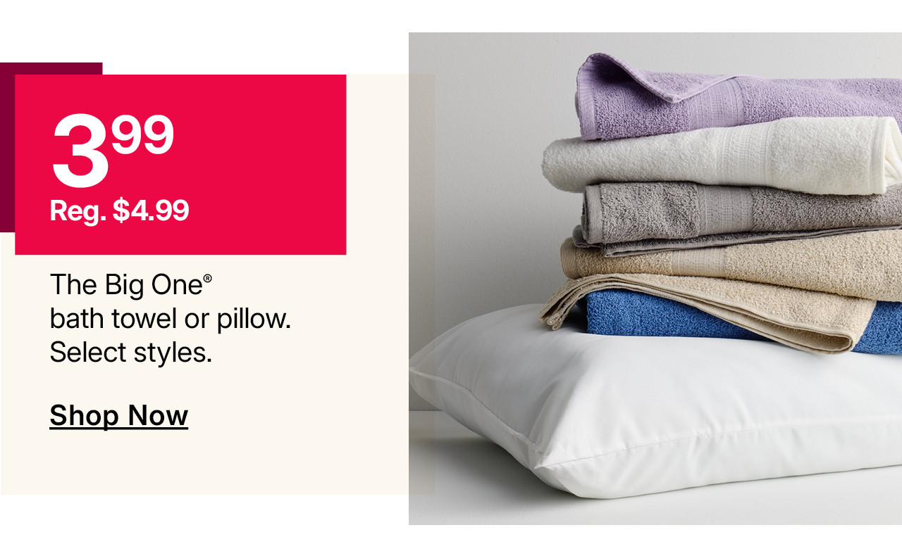$3.99 the big one bath towel or pillow