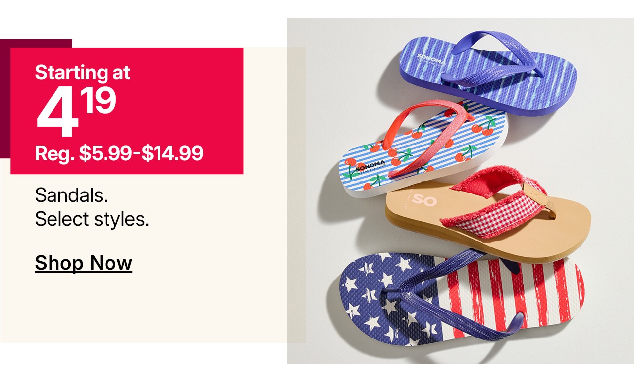 starting at $4.19 sandals