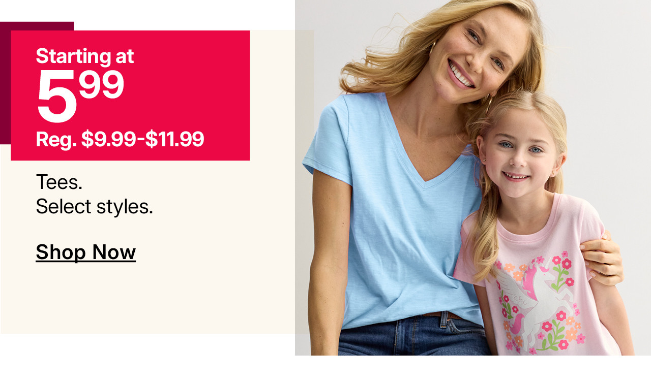 starting at $5.99 tees
