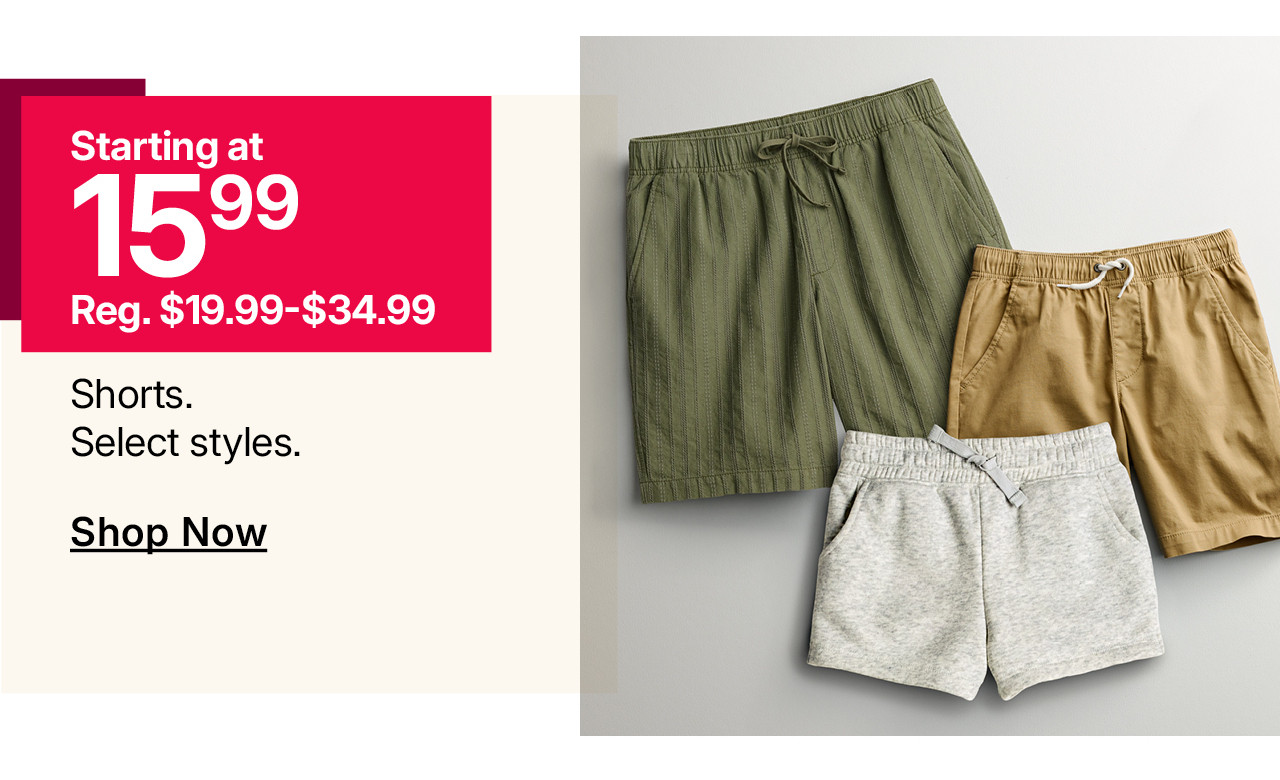 starting at $15.99 shorts