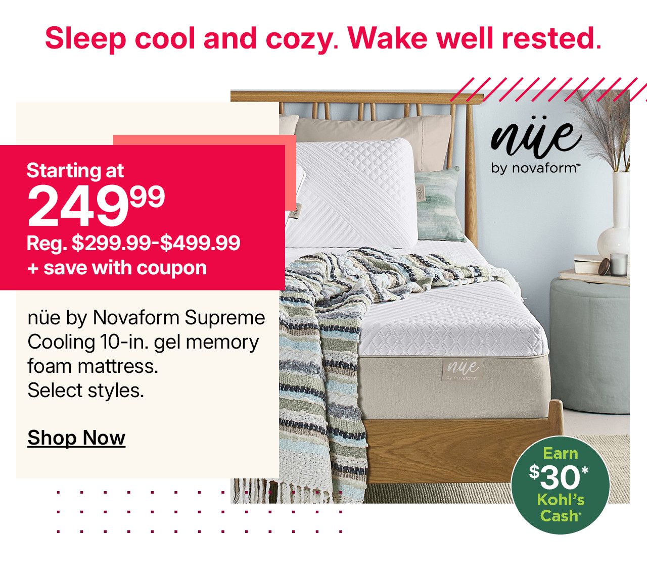 starting at $249.99 nue by novaform supreme cooling 10 inch gel memory foam mattress