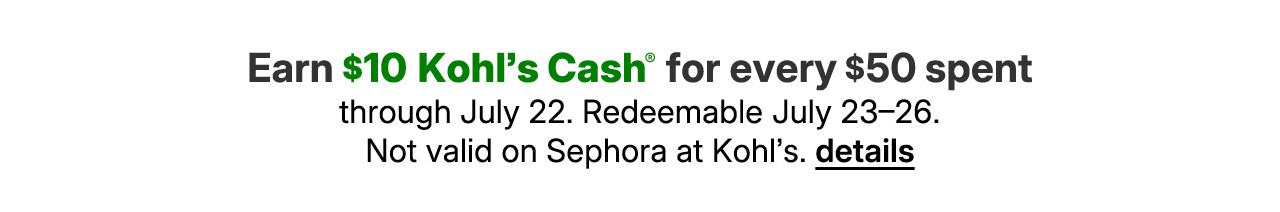 earn $10 kohls cash for every $50 spent