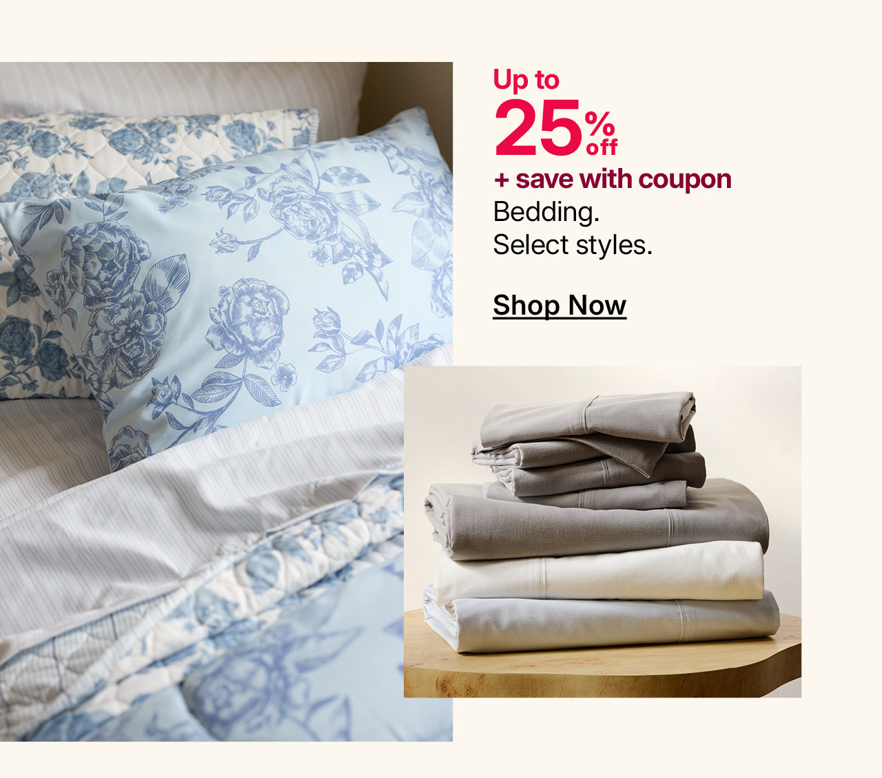 up to 25% off bedding