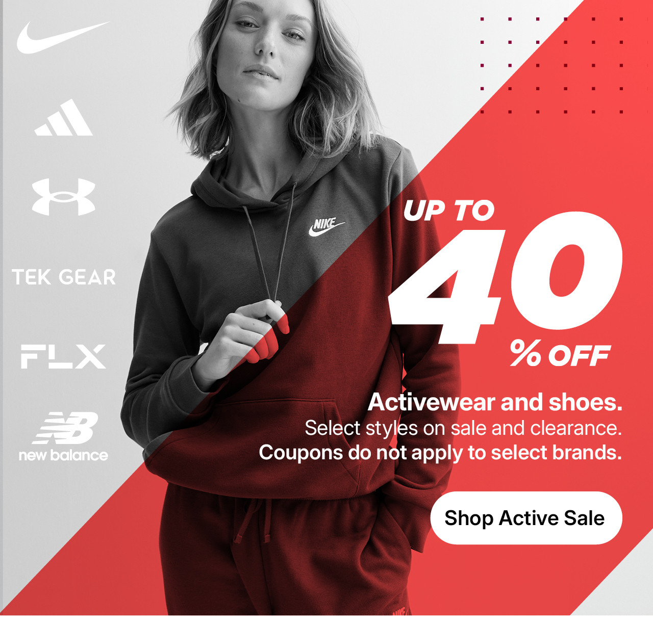 up to 40% off activewear and shoes