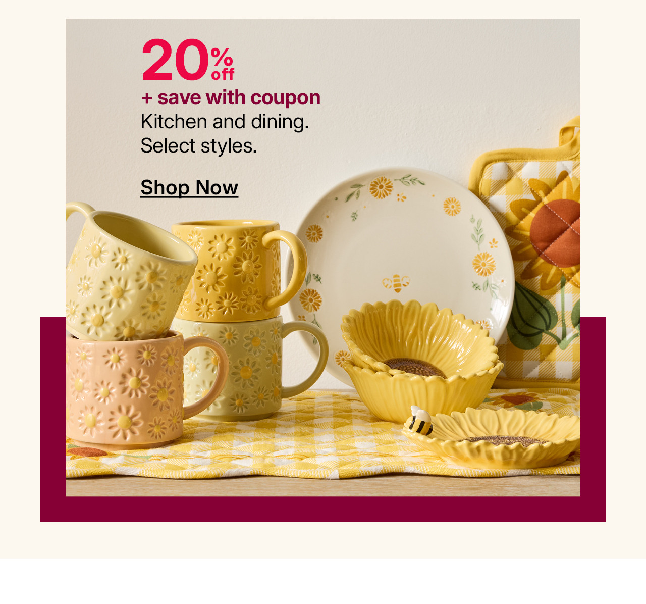 20% off kitchen and dining
