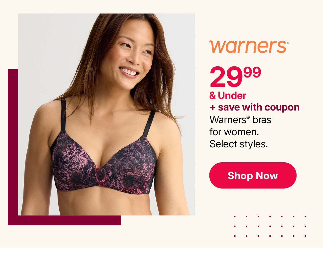 $29.99 and under plus save with coupon warners bras for women