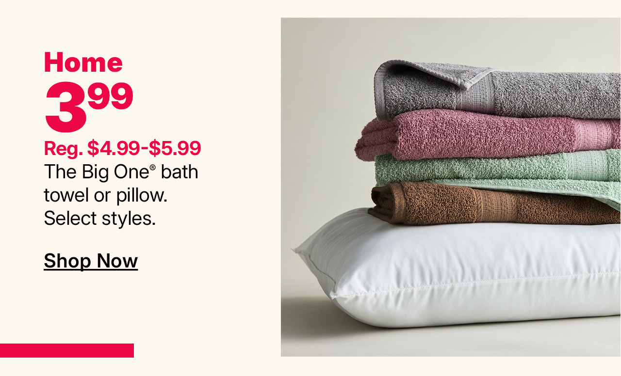$3.99 the big one bath towel or pillow