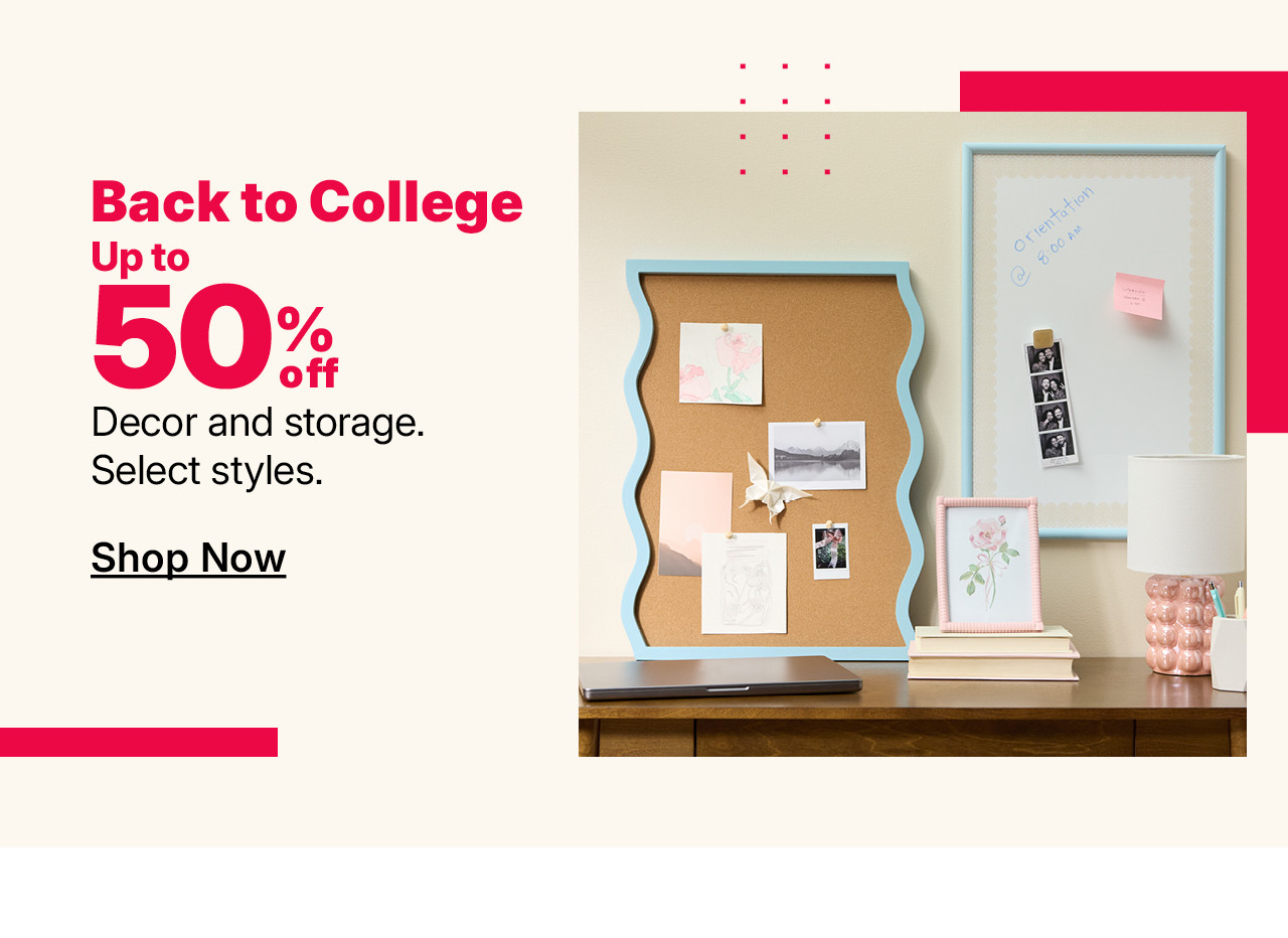 up to 50% off decor and storage
