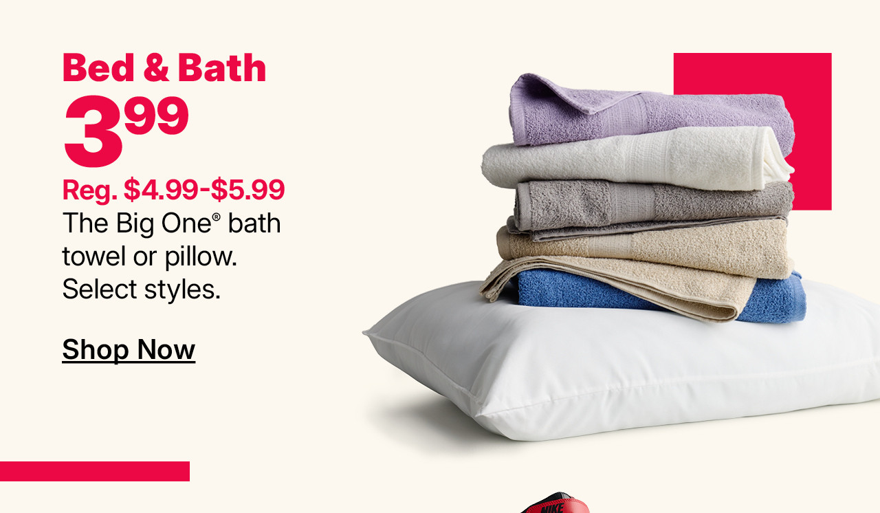 $3.99 the big one bath towel or pillow