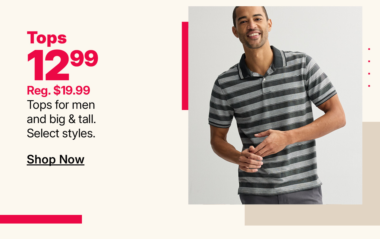 $12.99 tops for men and big & tall