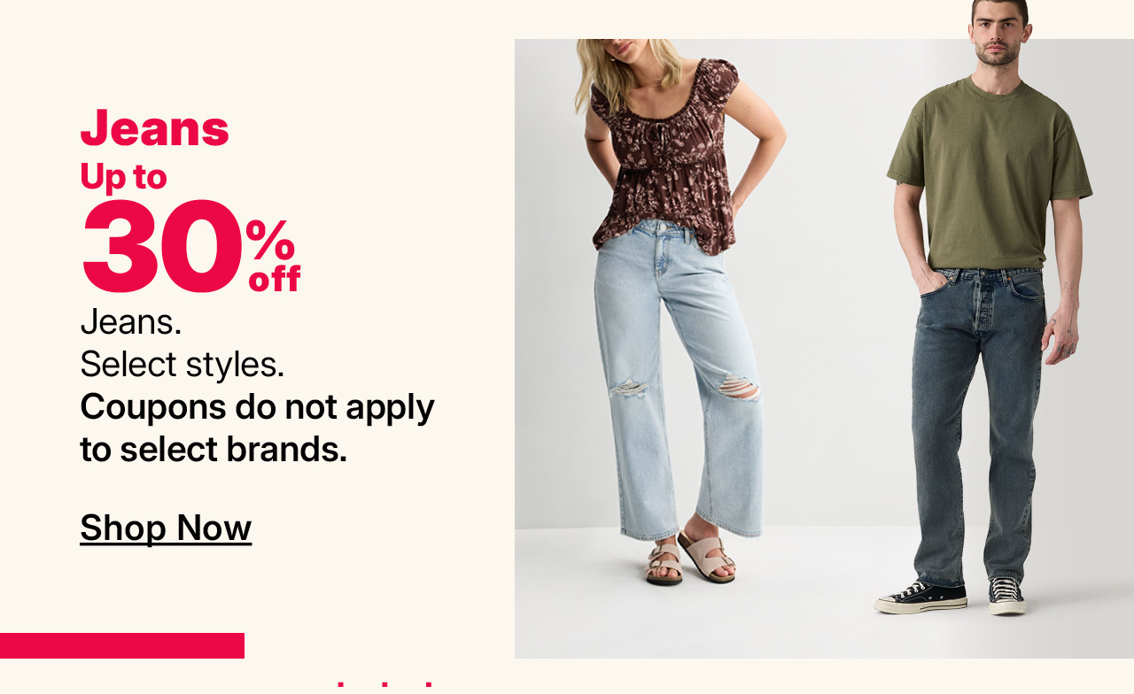 up to 30% off jeans