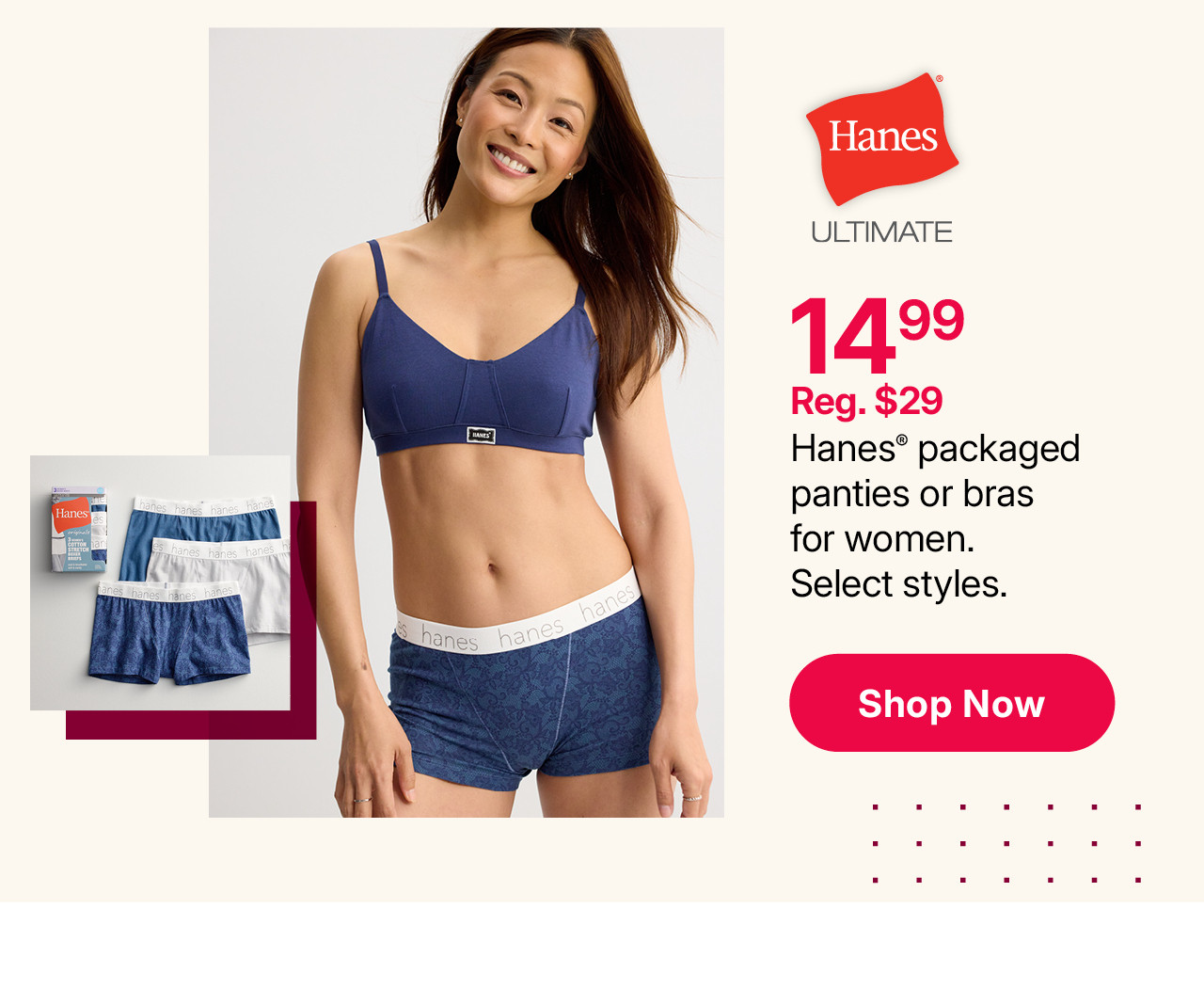 $14.99 hanes packaged panties for women