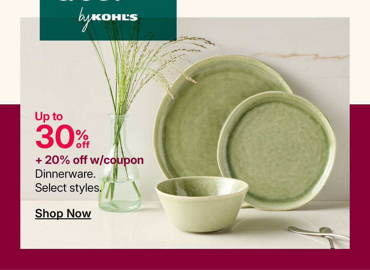 up to 30% off dinnerware, plus 20% off with coupon