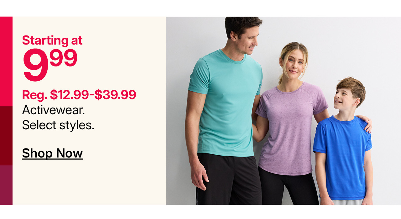 starting at $9.99 activewear