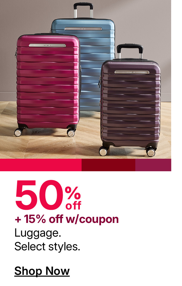 50% off plus 15% off with coupon luggage