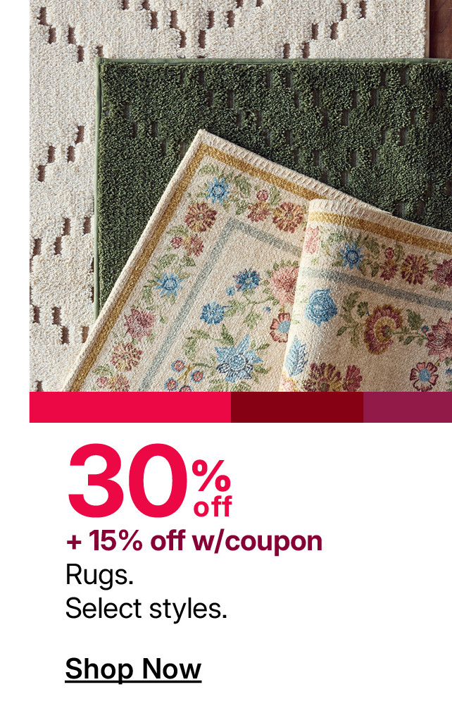 30% off rugs, plus 15% off with coupon