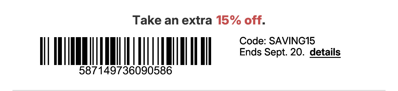 take an extra 15% off