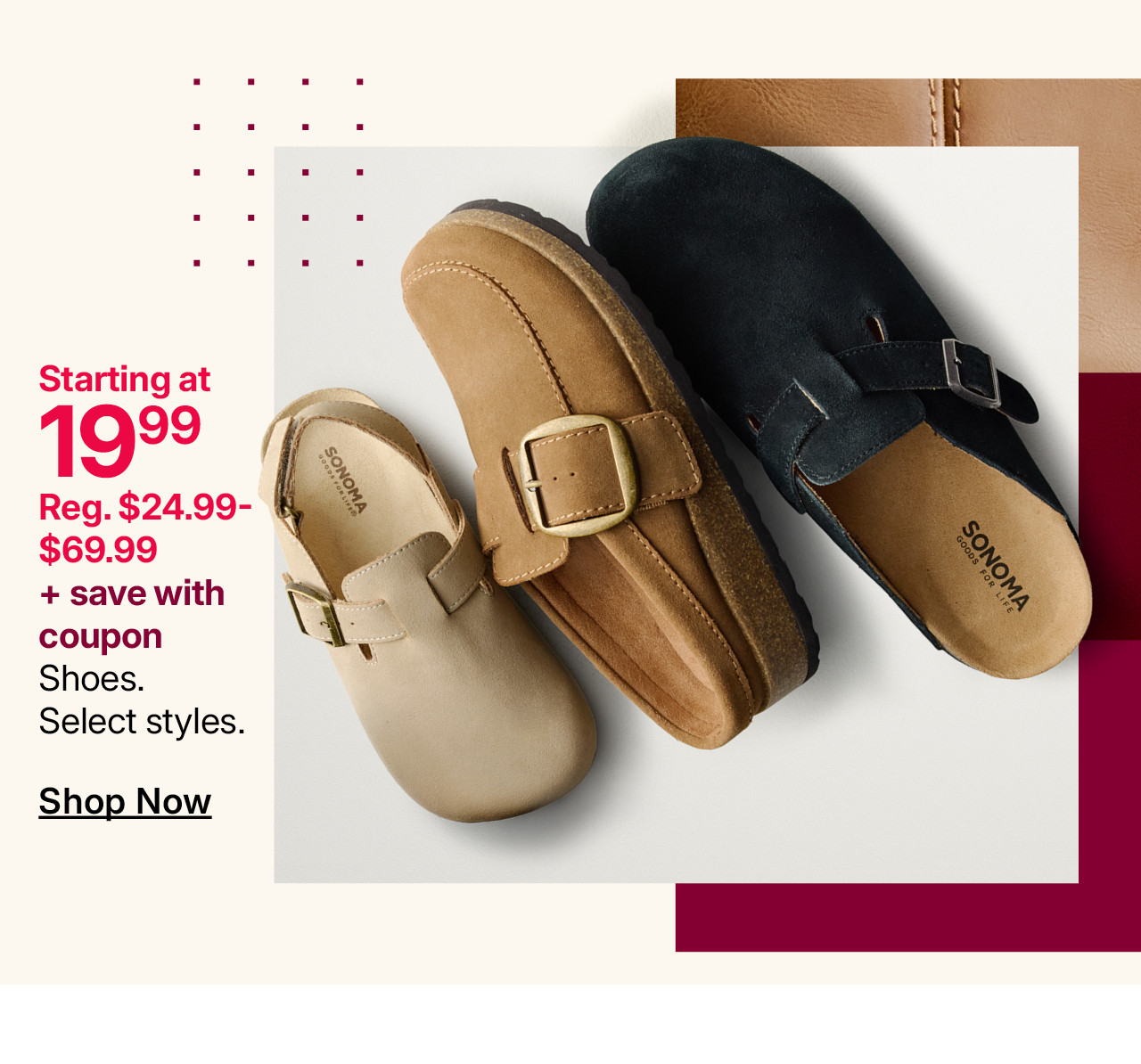 starting at $19.99 shoes plus save with coupon