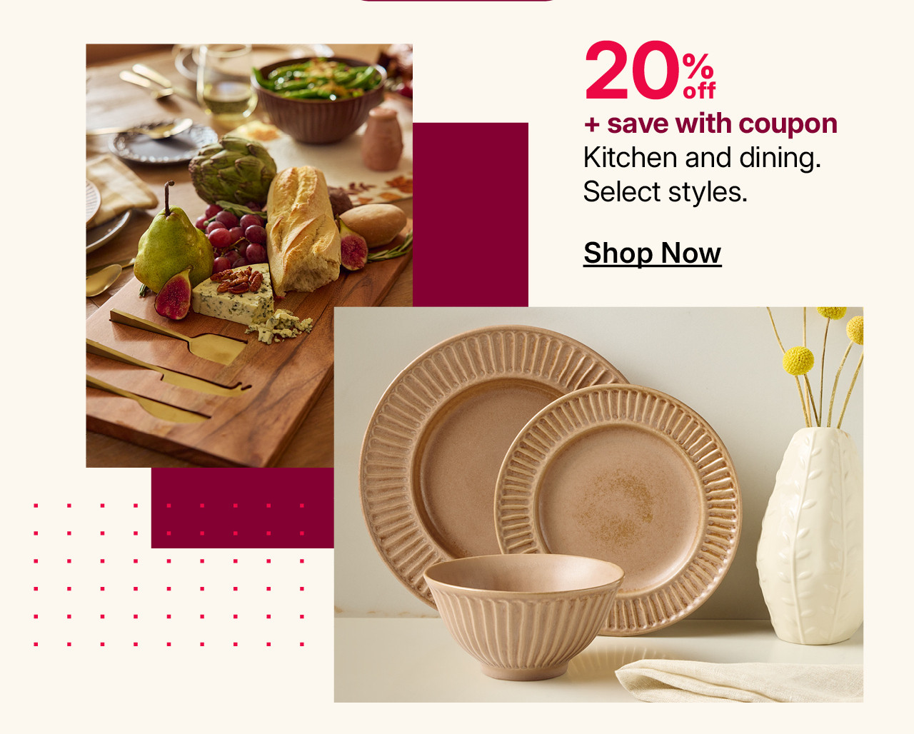 20% off kitchen and dining