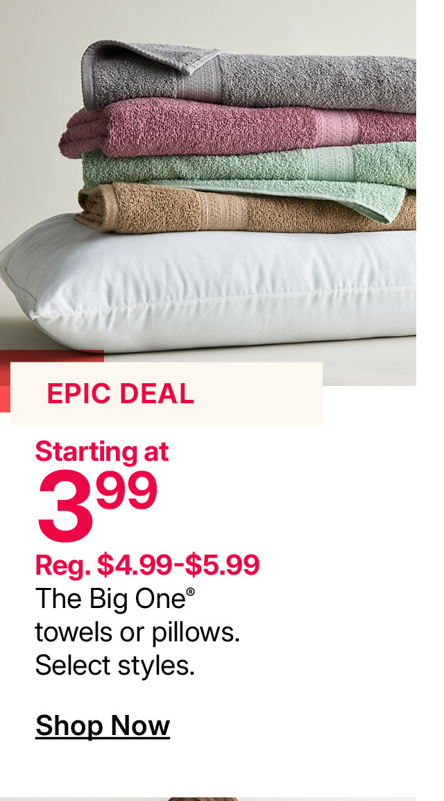 starting at $2.99 the big one towels or pillows